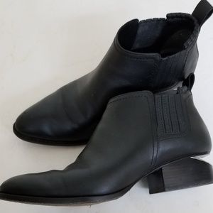 Black leather booties